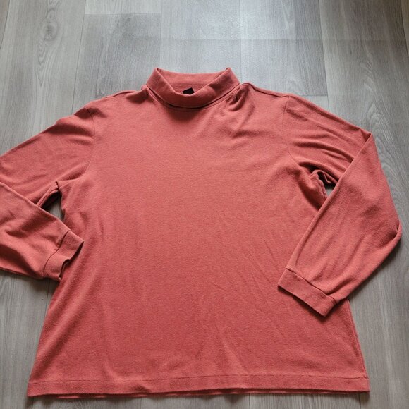 Lands End Womens Tall XL 18-20 Mock Neck Long Sleeve Top 100% Cotton Rust RedMad - Picture 1 of 4